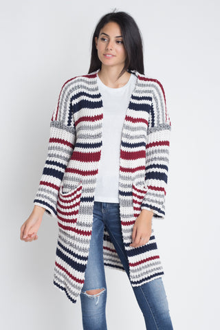 Hermoso Cardigan Tejido  Rayado  para Mujer