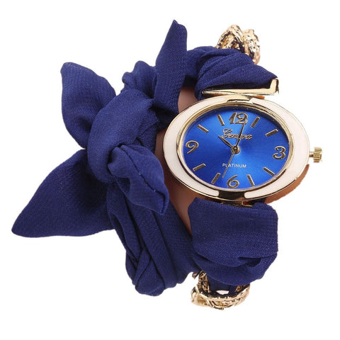 Geneva XR2441 Women's Fashion Oval Face Bracelet Wrist Watch - BLUE